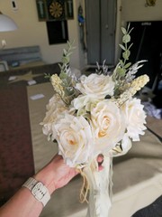 Bride and Maid of Honor Artificial White Rose & Eucalyptus Wedding Bouquet Set