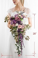Lisuun Wedding Bouquets for Bride, 16 Inches Wedding Flower Bouquet, Silk Round
