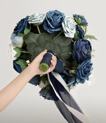 Ling’s Moment Artificial Bridal Boquet – Navy Blue