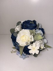 Ling’s Moment 9″ Wedding Navy Blue Bouquet for Bride, Bridesmaid’s Bouquet-A6