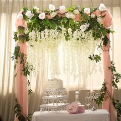 IVORY 44″ tall Silk Wisteria Flowers Hanging Vine Bush Wedding Centerpieces