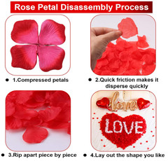 1000PCS Wine Red Fake Rose Petals for Romantic Night Romantic Festive Atmosphere