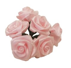 Lot of 72 pcs Baby Pink Satin Ribbon Roses Flowers 25mm 1″ 1 Inch on Wire Stem