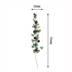 6 ft long 5 BURGUNDY Silk Large Rose Flowers Garland Leaves Bendable Wire Vines