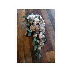 Champagne Brown Sola Wood Bridal Bouquet Cascading Natural Bark Wedding Flowers