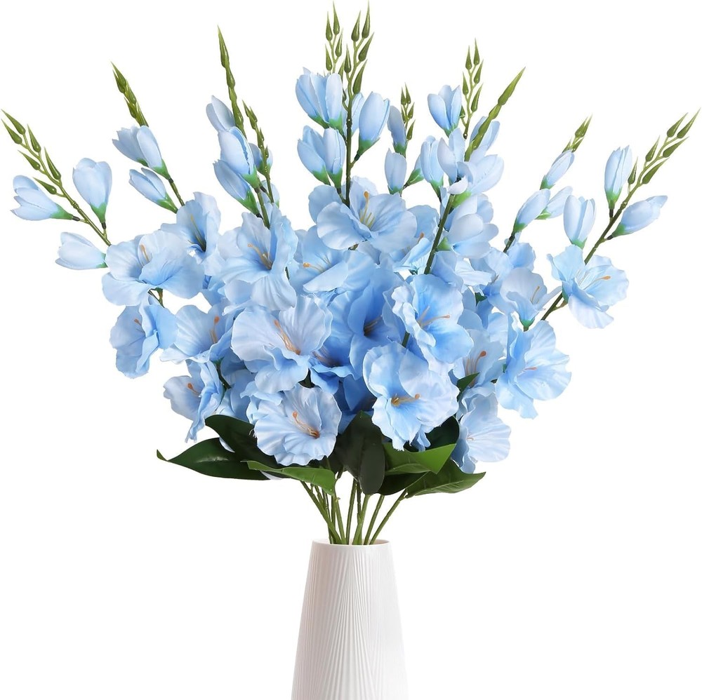 10PCS Gladiolus Artificial Flowers Baby Blue Artificial Flowers Light Blue