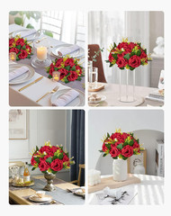 Flower Balls Arrangement Bouquet 10 PCS, 9.5-Inch Wedding Red Roses Centerpieces