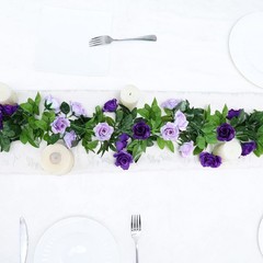 Floweroyal 2 Pack Artificial Flower Garlands 15.8FT Fake Rose 2pcs, Purple