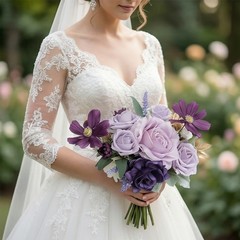 Set of 4 Artificial Silk Wedding Bouquets Suitable for Bride and Photographers