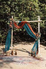 Ling’s Moment Teal Orange Artificial Wedding Arch Flowers Kit Pack of 4, 2pcs Ha