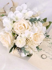 Artificial Rose Flower Bridesmaid Bouquet 11.8″ Wedding Party Decor