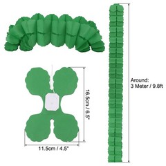 6Pcs 9.8ft Four-Leaf Paper Flower Garland Hanging Streamers, Dark Green
