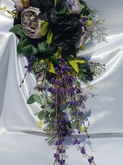 15 Pc Dusty Purple, Lavender, Black Wedding Bouquet Set, Vintage Bouquet Package