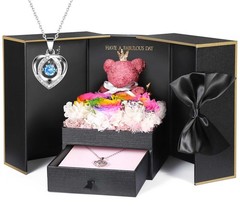 ADDWel Preserved Real Rainbow Rose with Sterling Silver Small, Roses
