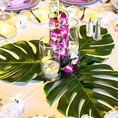 60 Pcs Large 13″ Tropical Leaves Artificial Green Monstera Leaves Palm Leaf