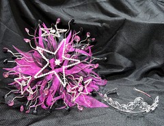 Quinceañera Bouquet Purple / Black/ Rhine Stone Hair Accessory Ramo Quinceañera
