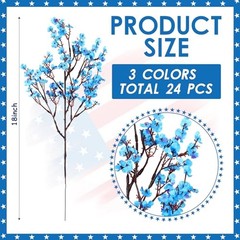 Pcs Red Blue White Patriotic Artificial Flowers 4th of July 250th 24