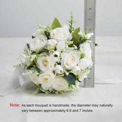 Wedding Bouquet, Silk Roses, Bride Bridesmaid Flowers, Church Decoration, White