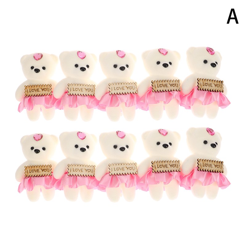10PCs Bear Doll Love Bear Flower Bouquet Decor Dressed Stuffed Doll Foam Tool