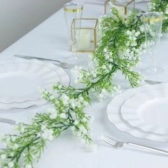 6 ft WHITE GREEN Silk Baby Breath Artificial Flower GARLAND Party Decorations