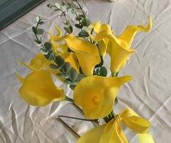 10 stem calla lily and greenery bridal bouquet…you choose color
