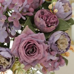 PURPLE 2 Bouquets 12″ SILK FLOWERS Assorted Artificial Floral Bushes Party