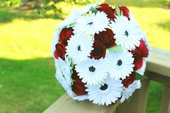 Deluxe Rose and Gerbera Daisy Wedding Bouquet – Paper Flower Bouquet, Roses