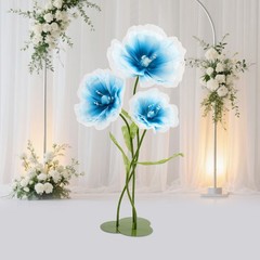 Artificial Flowers 3pcs Light Blue Wedding Aisle Decor With Base Adjustable Stem