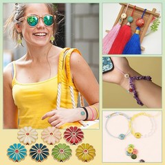 PH PandaHall 7 Colors Flower Enamel Beads 70pcs Daisy Spacer Beads 12mm Floral B