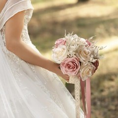 Wedding Bouquets for Bride, Champagne White & Pink Rose Bridal Bouquets for B…