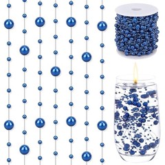 98-Feet Artificial Pearls String – Fishing Line – Beaded Wire – Blue