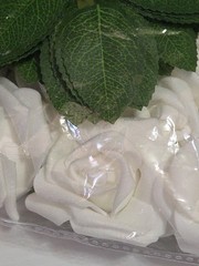24 pc Artificial White Foam Rose Wedding Bouquet Baby Shower Flowers 2 Dozen DIY