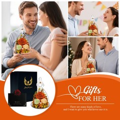 Gift for Mom Preserved Rose Birthday Mother‘s Day Her Women Orange