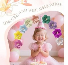 9PCS Pastel Paper Flowers Artificial Crepe Light Color Rainbow Series (9pcs)