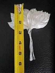 12 White Satin Fabric Roses 20+ White Leaf Leaves Wedding Bridal Bouquet Vtg?