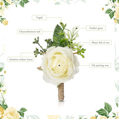 36 Pcs White Artificial Rose Boutonnieres for Weddings & Special Events