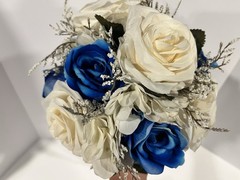 10″ White & Blue Prom + Wedding Artificial Flowers bouquet free shipping