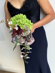 Artificial real touch hydrangea wedding bouquet with orchid, lily, anthurium
