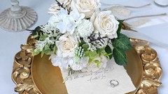 Elegant White Champagne Artificial Rose Wedding Bouquets for Bride & Bridesmaid,