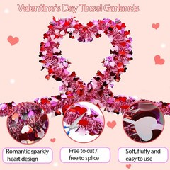 Valentine’s Day Tinsel Garlands 33FT Metallic Fringe Garland Pink Pink-1