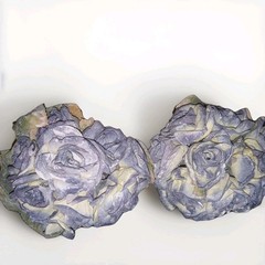 2 Artificial Vintage Dusty Blue Roses Wedding Bouquet Bridesmaid Home Decor