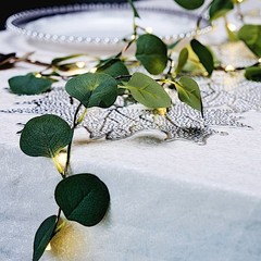 32 ft Green LED Eucalyptus Leaves Garland Battery Operated Wedding Fairy Lights