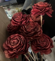 Roses Long Stem Red Roses 10 Rustic Sola Wood Flowers 21” Long