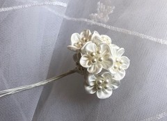 72 Flower Bridal Satin / Pearls.6 Flower x 12 /Per Bag. Pick Your Color!