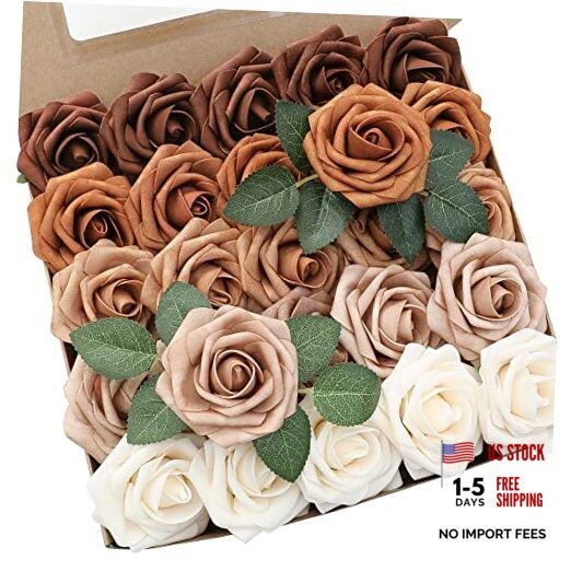 Artificial Flowers 25pcs Real Looking 25pcs Regular 3″ Shades of Earth Tones