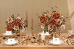 Artificial Flowers Combo Box Set Color Flower Leaf with Stems for Dusty Coffee