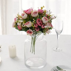PINK 4 Bouquets 12″ Silk Mini Ranunculus Artificial FLOWERS Party Decorations