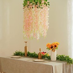 10 Pcs White & Pink Wisteria Hanging Flowers, 3.6Ft/Pcs Fake Wisteria