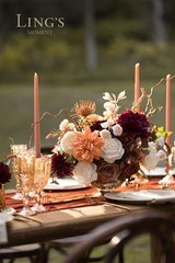 Ling’s Moment Silk Artificial Flowers Dahlia Brunt Orange Terracotta Flowers
