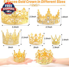 53 Pcs Flower Bouquet Accessories, 5 Pcs Gold Crowns and 48 Pcs Gold Butterfly D